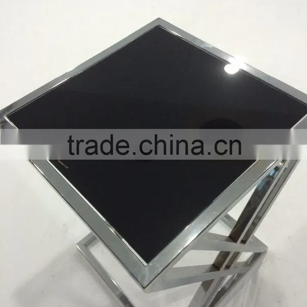 Modern Black Metal Glass Coffee Table photo-2