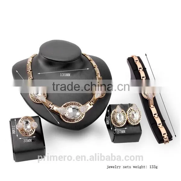 Fashion African Beads Gold Plated Wedding Bridal Jewelry Sets for Women Crystal Necklace Party Gift photo-4