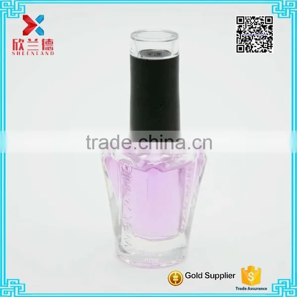 Rectangular clear Nail Polish glass Bottle with black lid