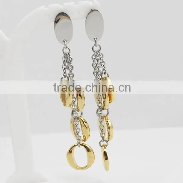 Wholesale Fashion Vintage Round Pendant Gold Earring Stainless Steel photo-3