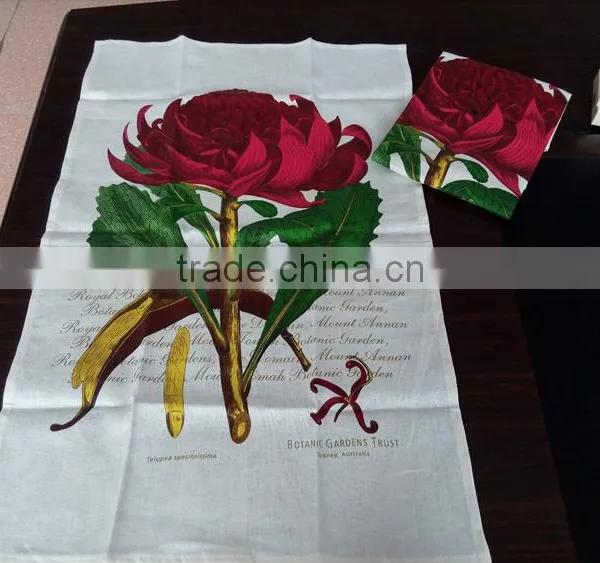 Kitchen Textile Printed Tea Towel for Home Decoration Linen Tea Towel for Promotion and Gift--beautiful Flower New Design