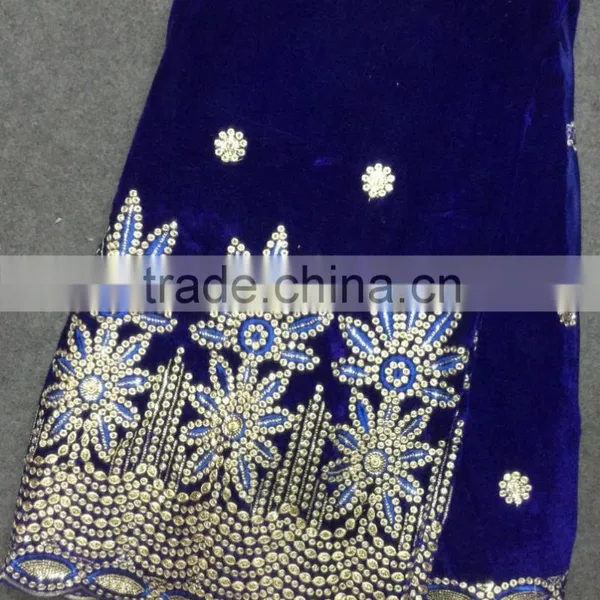 2015 Popular Style African Velvet Lace With Sequins for Girl Dresses photo-6