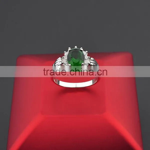 High Quality Green Stone Pave Setting Turquoise Silver Ring photo-5