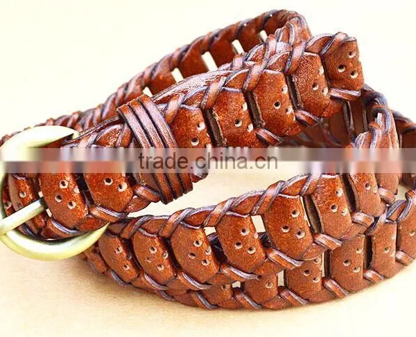 Ladies Skinny Braided Genuine Leather Belt photo-4