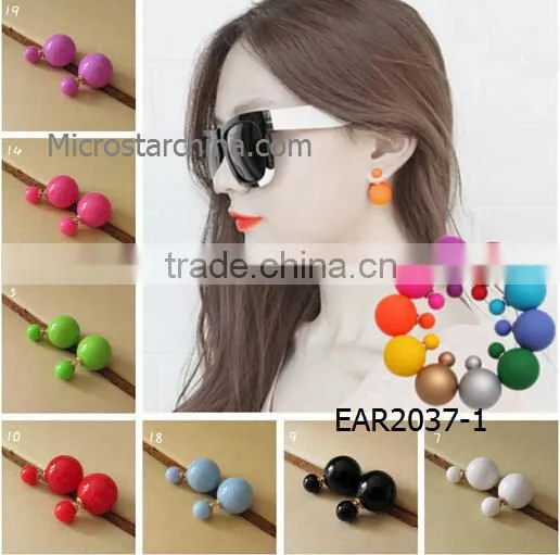 Wholesale Women Fashion Pearl Earring Two Ball Magnetic Ear Stud photo-2