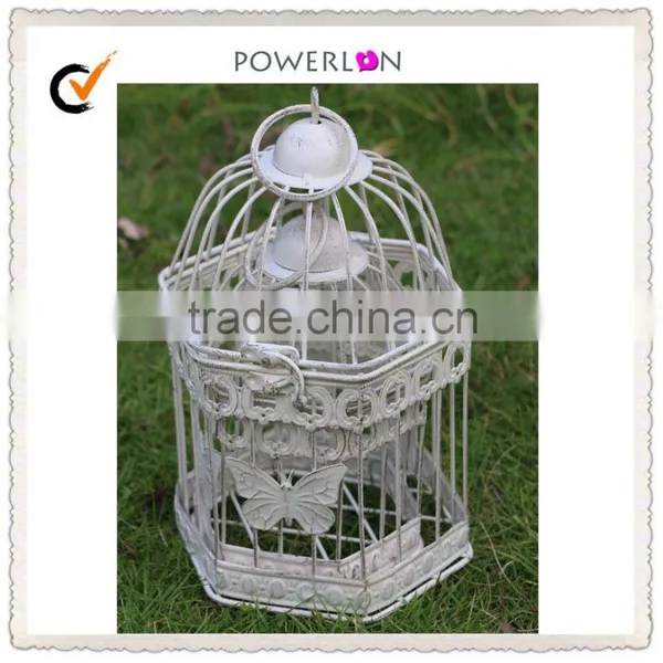 Butterfly Series Decorative White Iron Bird Cage, Bird Cage Candle Holder