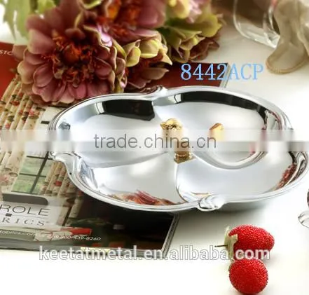 2016 New Style Chrome Plated 4 Compartment Fruit and Food Plates for Snack and Wedding photo-2