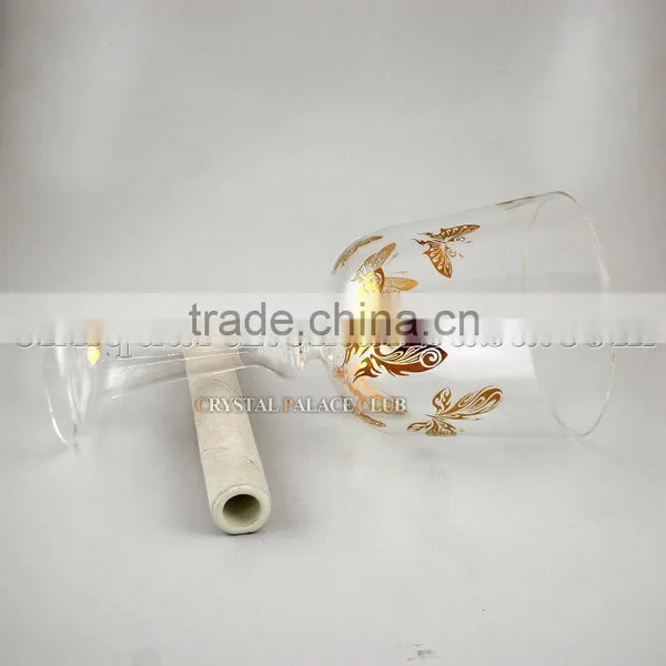 Pure Clear Quartzl Singing Bowl Grail With Handle or Stand With Gold Design photo-2