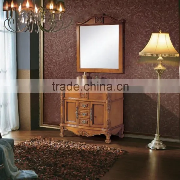 Antique Solid Wooden Floor Mounted Bathroom Cabinet photo-3
