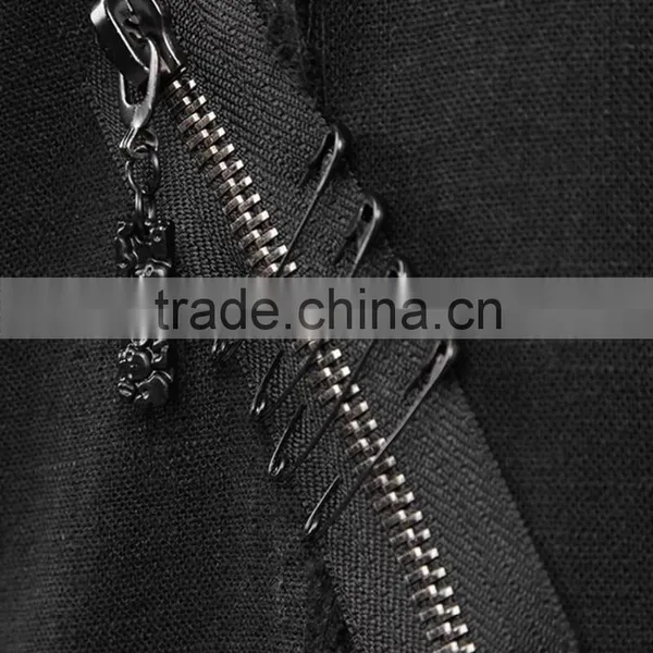 BLACK Ravenous Long Jacket Trench Coat Mens Goth Steampunk Punk photo-3
