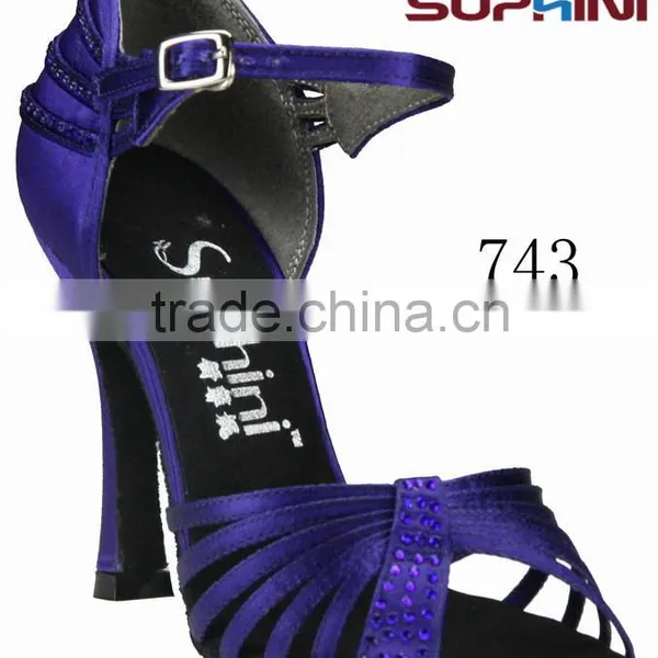Blue Leather Latin Shoes ,woman Dance Sandal Shoes photo-2