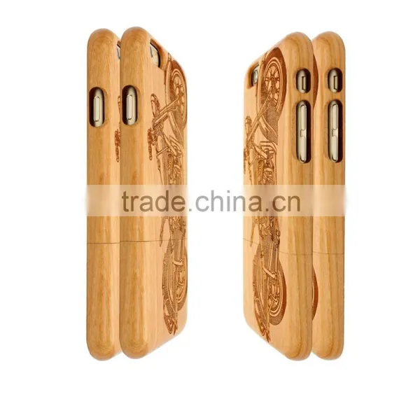 Universal Cherry Wood Engraving COOL MOTORCYCLE Two Parts Phone Case for Iphone 6 photo-2