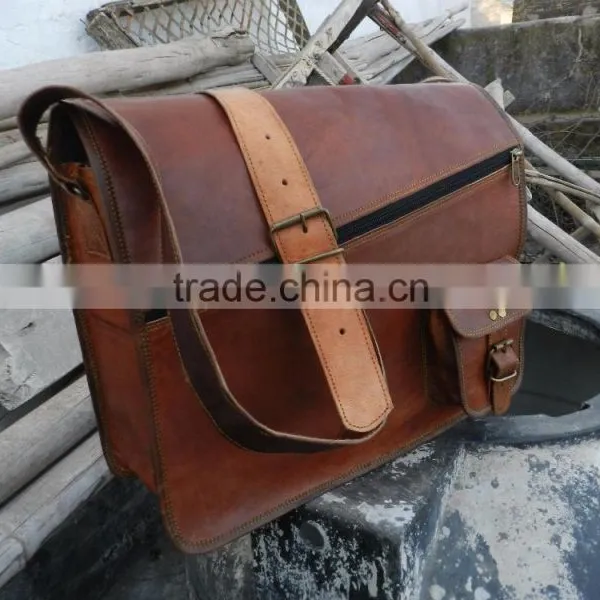 Hand Made Leather Messenger Genuine LeatherLaptop Messenger Bag for Men and Women photo-2