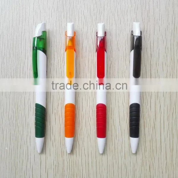 Plastic White Barrel Ballpen With Colored Grip photo-2
