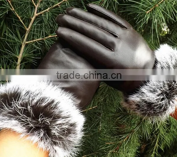 Korea Style Full Finger PU Material Winter Keep Warm and Velvet Cycle Gloves for Woman photo-6