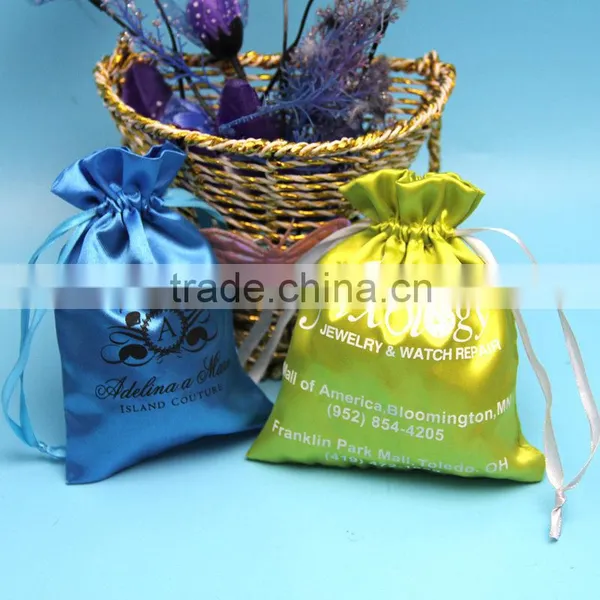 Wholesale China Luxury Drawstring Closure Satin Hair Extensions Bag With Customzied Logo Printed photo-6