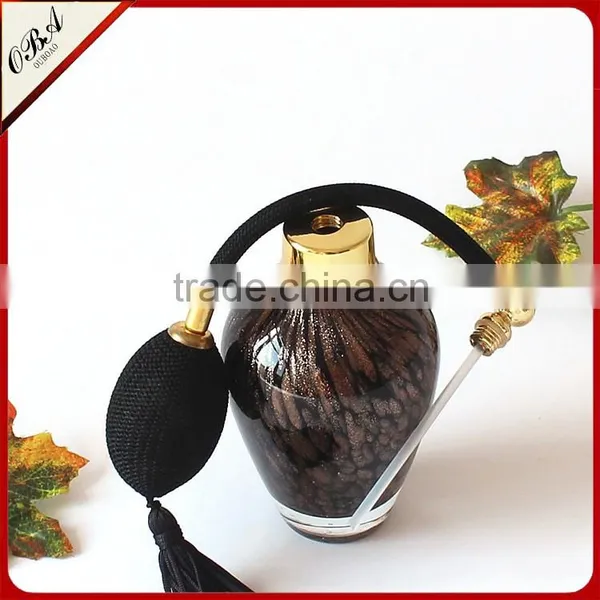 Handmade Black & Gold Point Airbag Glass Perfume Bottle photo-4
