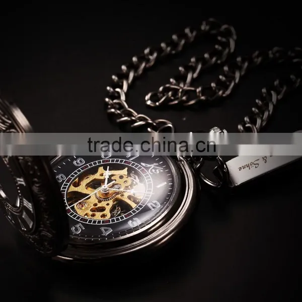 KS Skeleton Dial Hand Wind Analog Men Mechanical Pocket FOB Watch photo-4