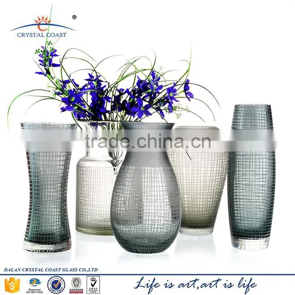 Glass Vase Manufacturer Antique Light Blue Glass Vase Centerpiece Cheap photo-2