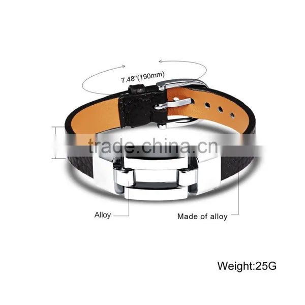 Leather Charm Bracelets For Women Man Personality Black/Red Color Stainless Steel Women Men Jewelry Bracelet Gift photo-5