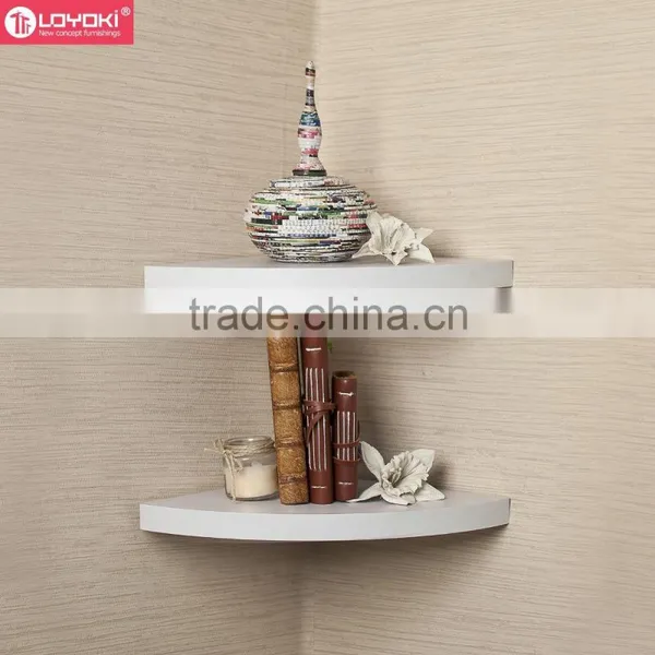 Hot Sale Large Radial Floating Shelf Set of 2 MDF Wood Home Wall Decoration Wall Mounted Corner Wall Shelf photo-2