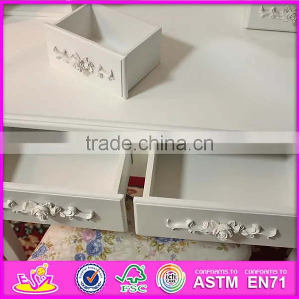 2016 Wholesale Fashionable White Wooden Makeup Vanity Table With Mirror W08H060 photo-5