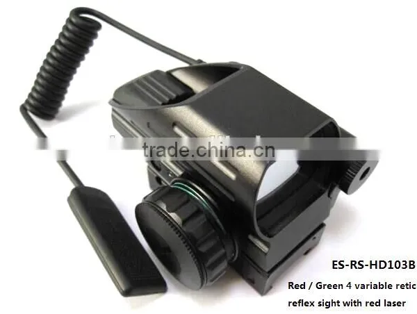 Erains TAC Optics Tactical Reflex Sight With 4 Variable Red Dot Reticles Scope With Red Laser Sight Attached photo-4