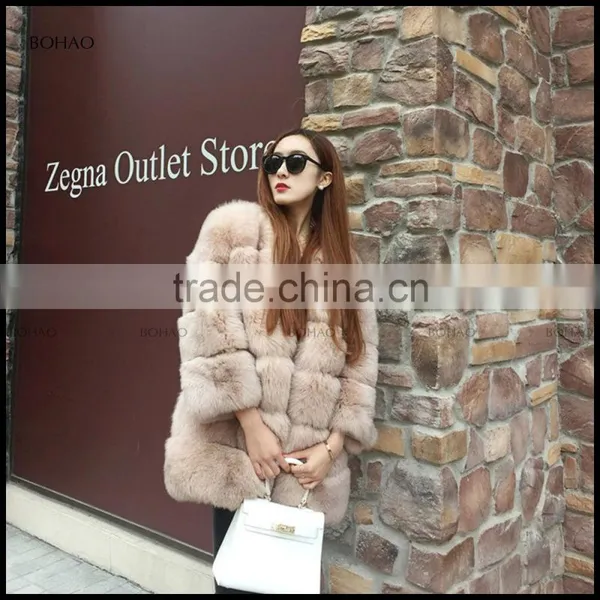 The New Fancy High Quality Environmental Faux Fur Lining Winter Ladies Colors Fox Fur Coat photo-4