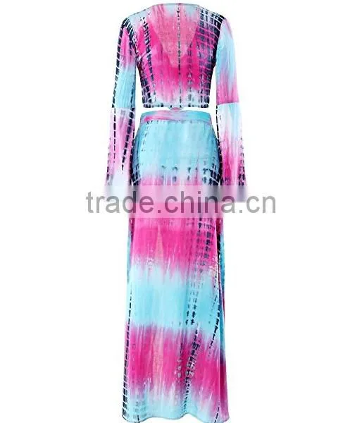 Long Skirt With Kurti and Tops for Women's Bohemian 2 Piece Crop Top High Waist Maxi Skirt Dress Set photo-6