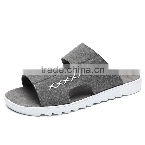 Fashion Summer Adults Leather Slippers Shoes for Male, Men Casual Slippers Good Quality From Jinjiang Factory photo-2