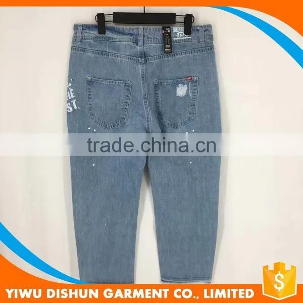 Women Good Quality Fashion Print Worn Brand Blue Jeans With Holes photo-6