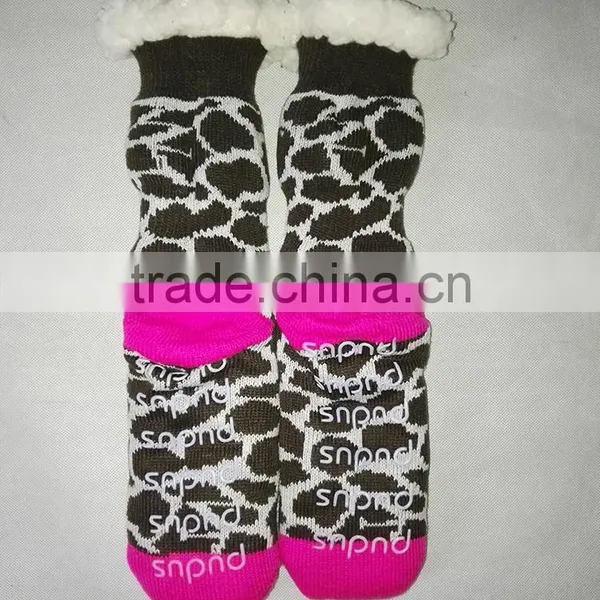 Ladies Non Slip Knitted Home Slipper Fur Acrylic Socks photo-5