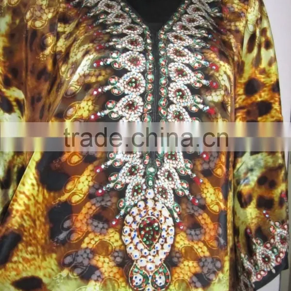 ANIMAL PRINT CAFTAN Digital Print Crepe 100% Silk LONG Kaftan Tunic Poncho photo-3