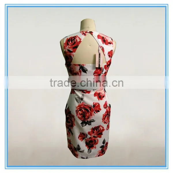 Latest Dress Patterns Ladies Casual Floral Print Dress With Waist Belt2016 photo-3