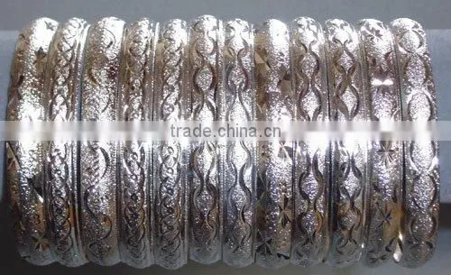 Indian Gold Plated Bangles, 18kt Gold Plated Bangles, Diamond Cut Bangles, 6mm Diamond Cut Bangles