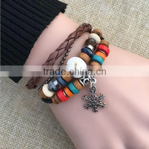Zm35322a Wholesale Charm Bracelet Women Vintage Leather Bangle photo-2
