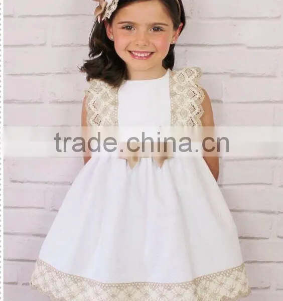 2017 New Design Summer Gold Lace White Dress Girls Evening Party Dress photo-2