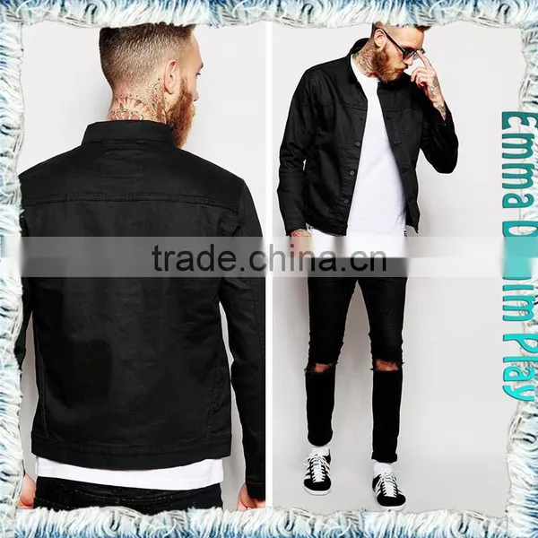 2015 Fashion Slim Thin Cotton Black Denim New Male Jackets photo-3