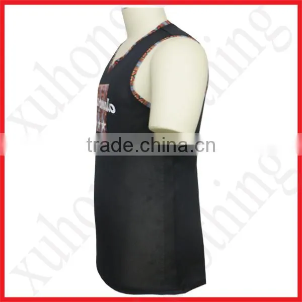 New Fashion O-neck Printing Black T-shirt Without Sleeves photo-3