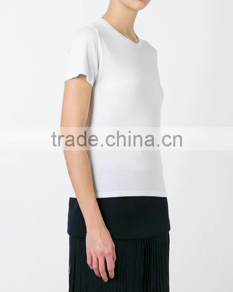 Oem Short Sleeve O Neck Blank Plain T Shirts Clothes for Women,Womens Pure White Cotton Plain T-Shirts for Printing photo-4