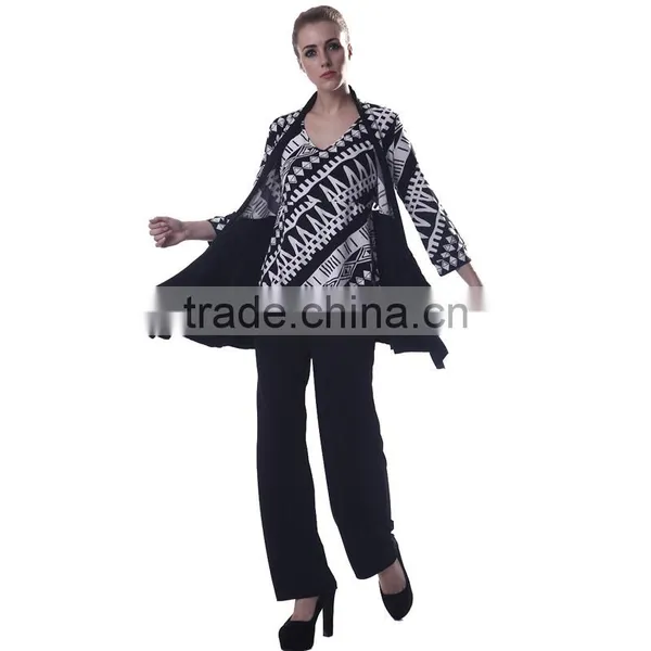 Ladies Suit Fabric Free Size and Color Ladies Western Pant Suit Sets Zipper