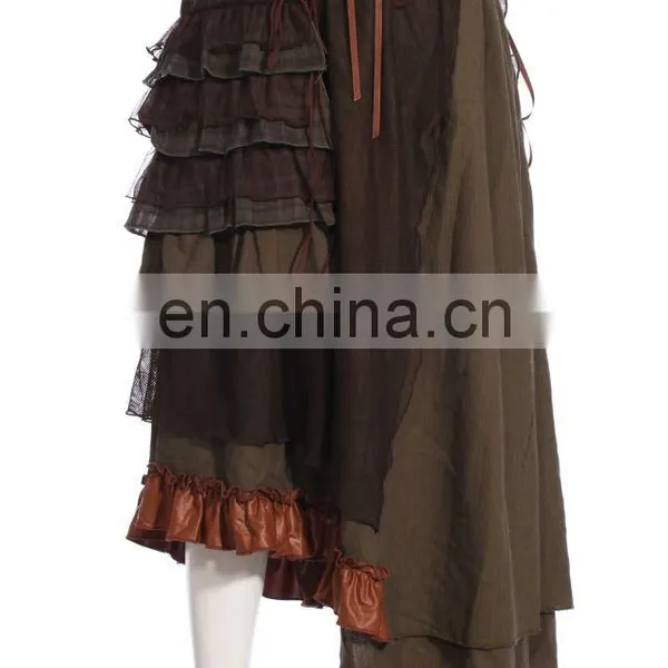 Steampunk Short Front Long Back Skirt With a Pocket photo-3