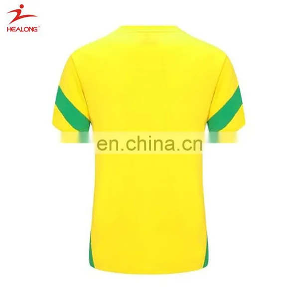 Healong Wholesale Sublimation Yellow Customised Soccer Jerseys Soccer Uniforms photo-2