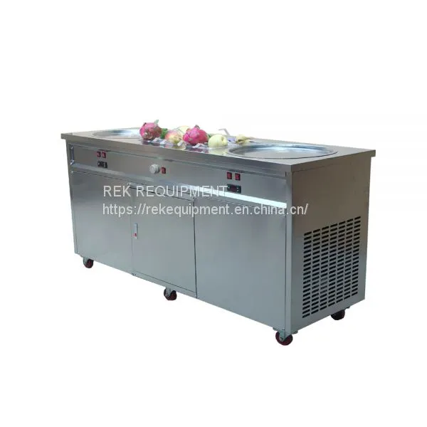 China Wholesale Prices Thai Stir Fry Ice Cream Roll Machine Customized Double Pan Fried Ice Cream Machine For Sale photo-3