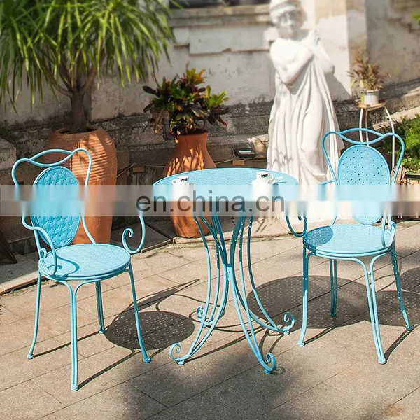 Balcony Wrought Iron Table And Chair Set Garden Three-piece Coffee Shop Leisure Table And Chair With 4 Colors photo-4