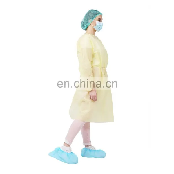 Industry Use Dustproof Laboratory Impervious Disposable Yellow Isolation Cover Gown photo-3