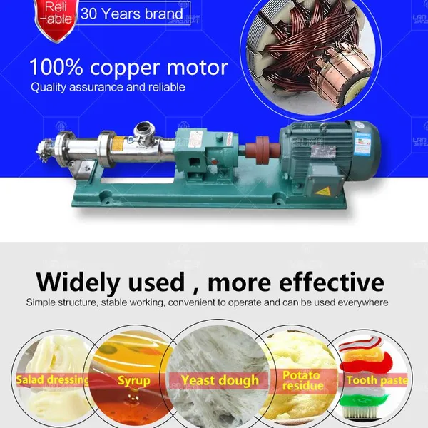 Thick Slurry Pump, Single Screw Pump, Sauce Transfer Pump, Self-priming Pump, Food-grade Sauce Pump, Stainless Steel Screw Pump photo-2