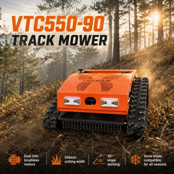 Tondeuse à gazon télécommandée Vigorun VTC550‑90 à faible entretien, moteur Loncin 4,5 kW, débroussailleuse toutes saisons pour le nettoyage des fermes et des bords de route