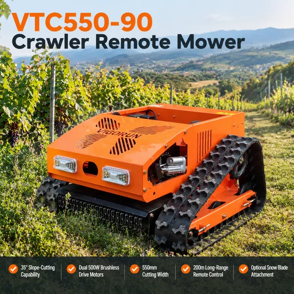 Vigorun VTC550-90 RC Brush Cutter CE/EPA Certified & 35° Slope Capacity Petrol Mower for Hillside Weeding