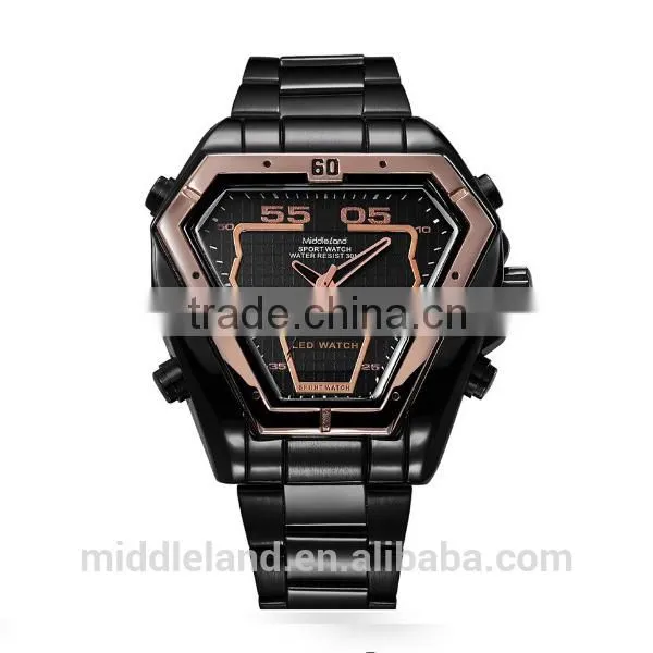 MIDDLELAND Stainless Steel Watch Band Alloy Watch Case Smart Waterproof Men's LED Light Up Watches photo-5
